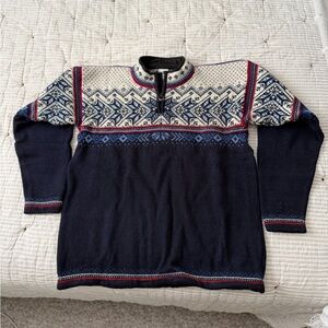 Dale of Norway Navy and Cream Zip-Up Sweater